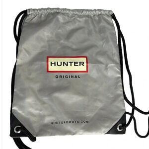 HUNTER Boots Logo Carryall Bag Dustbag Grey Drawstring Backpack Nylon